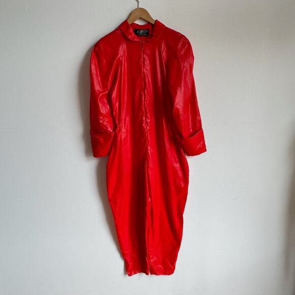 Vintage 1980s OMO NORMA KAMALI Red Jumpsuit - Picture 2 of 8